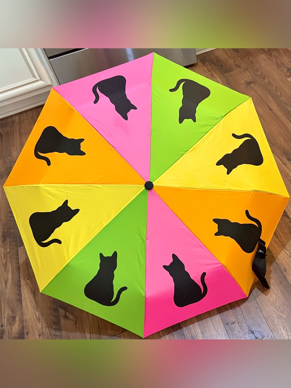 Colorful Cat Silhouette Pet Umbrella - Pink, Green, Yellow, Orange